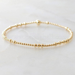 3Pcs Brass Round Beads Stretch Bracelets&nbsp;OC6441