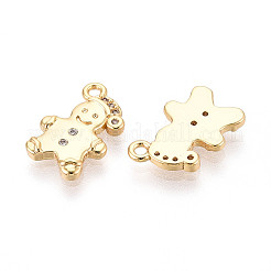 Brass Pave Clear Cubic Zirconia Pendants&nbsp;KK-T077-57G