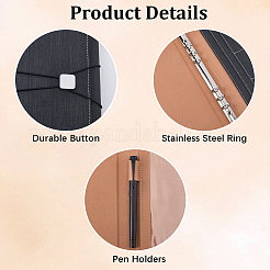 Imitation Leather Refillable Notebook Cover with Elastic Strap & Metal Snap&nbsp;AJEW-WH20006-565A