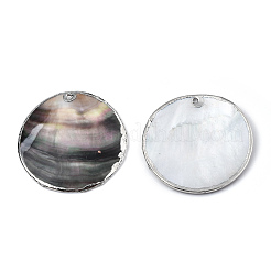 Natural Black Lip Shell Pendants&nbsp;SSHEL-N034-127B-01P