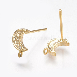 Brass Cubic Zirconia Stud Earring Findings&nbsp;X-KK-S350-033G