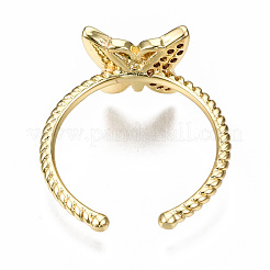 Brass Micro Pave Cubic Zirconia Cuff Rings&nbsp;RJEW-N035-035-NF
