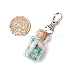 Natural Lapis Lazuli/Amethyst/Carnelian/Citrine/Rose Quartz/Amazonite Chip & Shell Beads inside Glass Wishing Bottle Pendant Decorations&nbsp;HJEW-JM03220