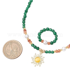White Jade Jewerly Sets&nbsp;SJEW-JS01338-02