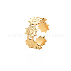 304 Stainless Steel Open Cuff Finger Ring Cabochon Settings Ion Plating(IP)&nbsp;STAS-S119-162G
