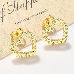 Brass Micro Pave Clear Cubic Zirconia Stud Earrings&nbsp;EJEW-P303-02B-G