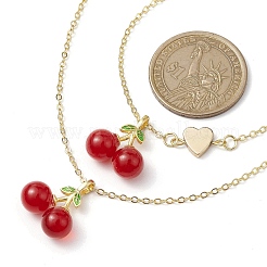 Cherry Lampwork Pendant Necklaces & Heart Link Bracelets Sets&nbsp;SJEW-JS01299