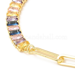 Colorful Cubic Zirconia & Paperclip Chain Necklace for Girl Women Gift&nbsp;NJEW-A005-07G