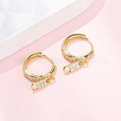 Zipper 925 Sterling Silver Micro Pave Clear Cubic Zirconia Hoop Earrings&nbsp;EJEW-K317-01G