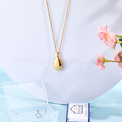 Teardrop 201 Stainless Steel Memorial Urn Ashes Pendant Necklaces&nbsp;DIY-CN0003-40G