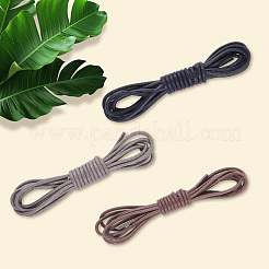 3 Pairs 3 Colors Round Waxed Cord Shoelace String&nbsp;OCOR-CL0001-01