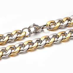 304 Stainless Steel Cuban Link Chain Necklaces & Bracelets Jewelry Sets&nbsp;SJEW-I081-04-10mm