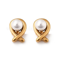 304 Stainless Steel Imitation Pearl Stud Earrings&nbsp;STAS-E502-03G