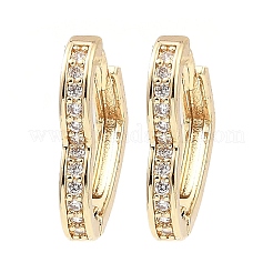 Brass Micro Pave Cubic Zirconia Hoop Earring&nbsp;EJEW-D078-23KCG