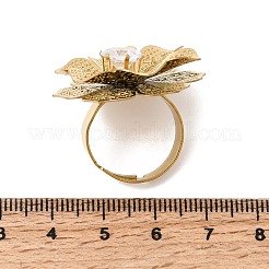 201 Stainless Steel Pave Single Cubic Zirconia Adjustable Cuff Rings for Women&nbsp;RJEW-K318-02D-G