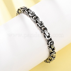 201 Stainless Steel Byzantine Chains Bracelets for Women Men&nbsp;BJEW-F529-02AS