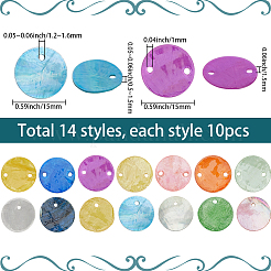 140Pcs 14 Styles Spray Painted Natural Capiz Shell Connector Charms&nbsp;BSHE-SC0001-34