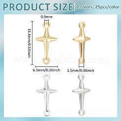 50Pcs 2 Colors Brass Connector Charms&nbsp;KK-PH0013-50