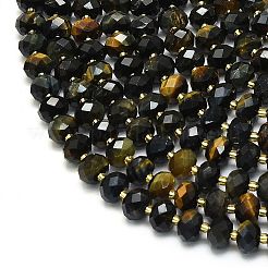 Natural Yellow and Blue Tiger Eye Beads Strands&nbsp;G-P573-A05-01