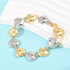 Heart Brass Link Chain Bracelets for Women&nbsp;BJEW-K248-04G