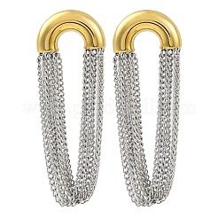 304 Stainless Steel Tassel Chain Stud Earrings for Women&nbsp;EJEW-U023-07GP