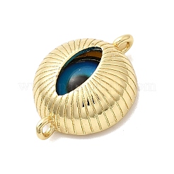 Brass with Resin Blue Evil Eye Links Connector Charms&nbsp;KK-H529-38A-G
