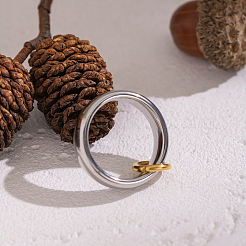 Two-Tone 304 Stainless Steel Finger Ring for Women&nbsp;FF4336