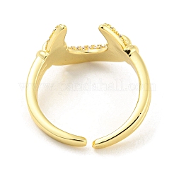 Brass Micro Pave Cubic Zirconia Open Cuff Ring&nbsp;RJEW-C033-09G