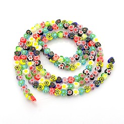 Handmade Millefiori Glass Bead Strands&nbsp;LAMP-J036-6x6mm-M