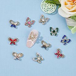40Pcs 10 Style Butterfly Alloy Rhinestone Cabochons&nbsp;MRMJ-HY0002-38