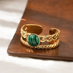 Natural Malachite Finger Rings&nbsp;RJEW-K290-01G