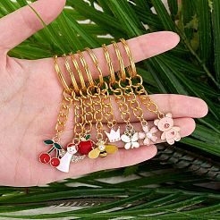 8Pcs Alloy Enamel Pendants Keychain&nbsp;KEYC-SW00003-02