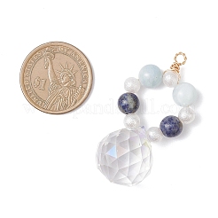 3Pcs 3 Styles Round Natural Amethyst & Dyed Quartz & Rose Quartz & Green Aventurine & Lapis Lazuli & Citrine Round Beaded Big Pendants&nbsp;PALLOY-JF04720