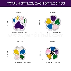 32Pcs 4 Colors Alloy Enamel European Beads&nbsp;MPDL-SZ0001-08
