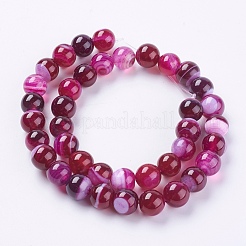 Natural Striped Agate/Banded Agate Beads Strands&nbsp;G-G582-10mm-09