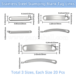 60Pcs 3 Styles 201 Stainless Steel Links/Connectors&nbsp;STAS-BBC0007-44