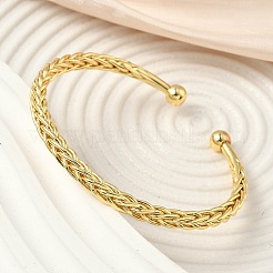 Brass Wheat Chain Cuff Bangles&nbsp;BJEW-F513-05G