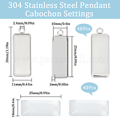 DIY Blank Rectangle Dome Pendant Making Kit&nbsp;DIY-SC0022-98