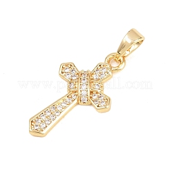 Brass Micro Pave Clear Cubic Zirconia Pendants&nbsp;KK-D258-11G-01