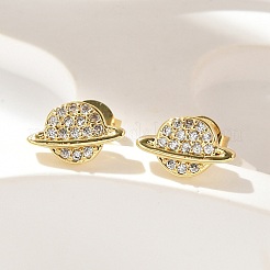 Brass Micro Pave Clear Cubic Zirconia Stud Earrings&nbsp;EJEW-A128-03G