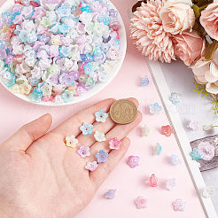 800Pcs 8 Colors UV Plating Iridescent Acrylic Bead Caps&nbsp;OACR-PH0004-29