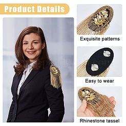 4Pcs 2 Colors Felt & Metal Rhinestone Tassel Epaulette&nbsp;DIY-HS0002-59