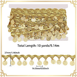 Polyester Metallic Thread & Sequins Lace Tassel Ribbon&nbsp;OCOR-WH0105-237A