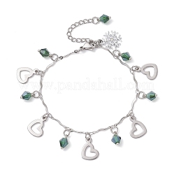 304 Stainless Steel & Alloy Rhinestone Charms Bracelets&nbsp;BJEW-JB12447-02