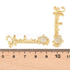 Brass Micro Pave Clear Cubic Zirconia Connector Charms&nbsp;KK-F931-29A-G