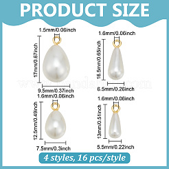 64Pcs 4 Styles ABS Plastic Imitation Pearl Pendants&nbsp;FIND-PH0027-69G
