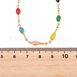 304 Stainless Steel Enamel Colorful Oval Link Chain Necklaces&nbsp;NJEW-D326-05G