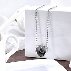 1Pc 304 Stainless Steel Heart Pendant Urn Ashes Necklaces&nbsp;NJEW-CN0001-19EBP