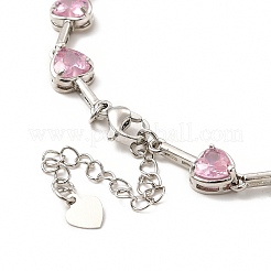 Cubic Zirconia Heart Link Chain Lariat Necklace&nbsp;NJEW-E074-07