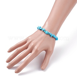 Synthetic Turquoise Chips Beads Stretch Bracelet for Women&nbsp;BJEW-AL00003-12